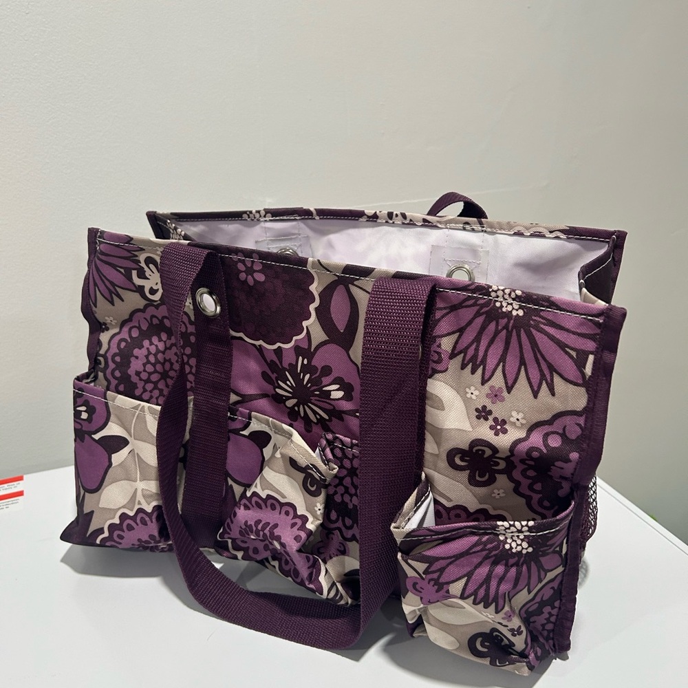 Thirty-One Purple and Gray Tote Bag with Durable Design